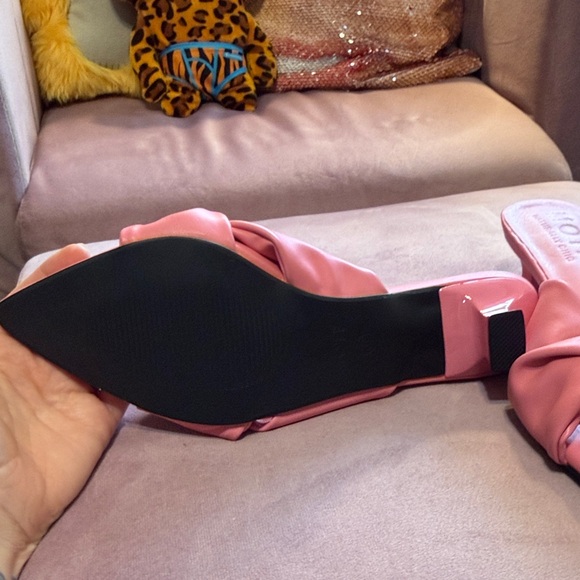 MOTF Pink Knotted Leather Kitten Heel Mules - Picture 4 of 4